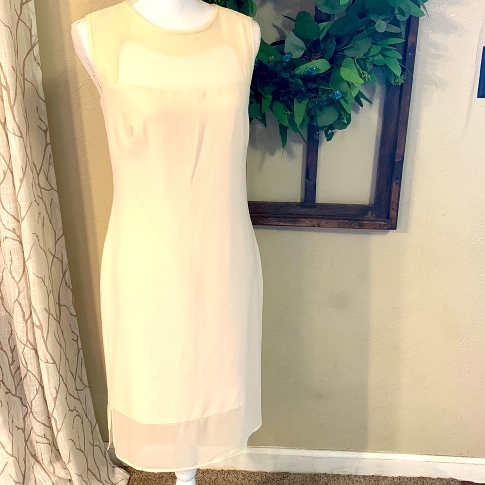 Jessica Simpson Vintage Y2K  Gorgeous Mother of Pearl Illusion Sheath Dress 6 - Picture 4 of 14